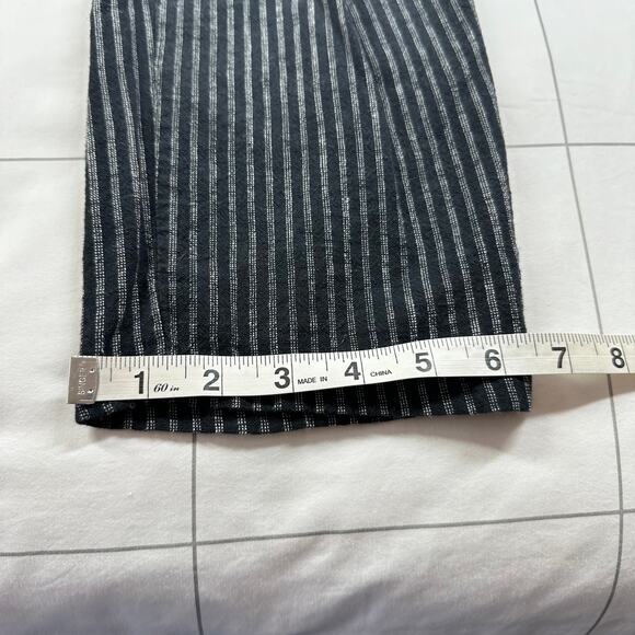 Sundance Pants Womens 6 Black Amelia Striped Linen Blend Pleated Button Casual - Picture 12 of 12